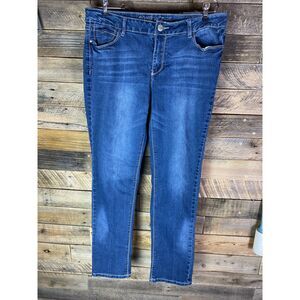 Myth of Jade Blue Jeans Women's Sz 12 Stretch Embellished Straight Leg